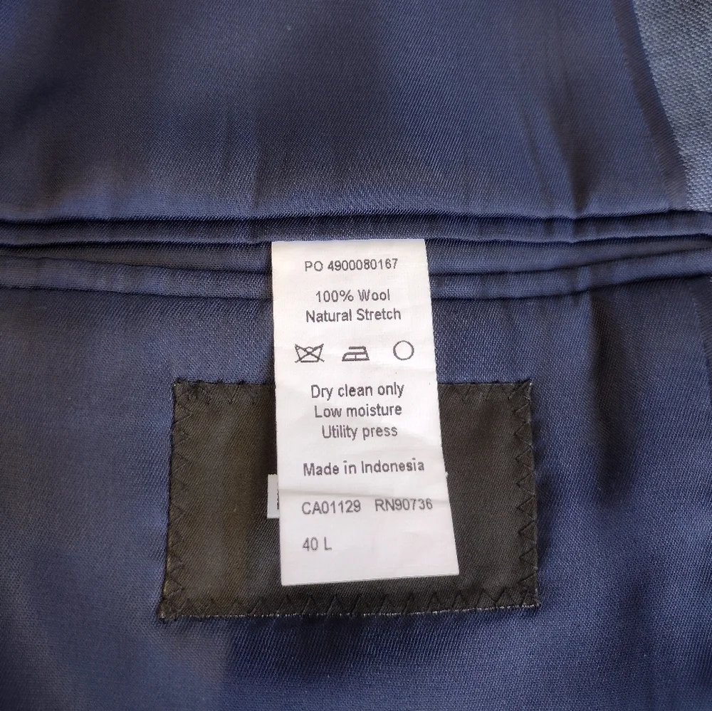 Dkny Men's 100% Wool Natural Stretch Suit Jacket Blue Size 40L